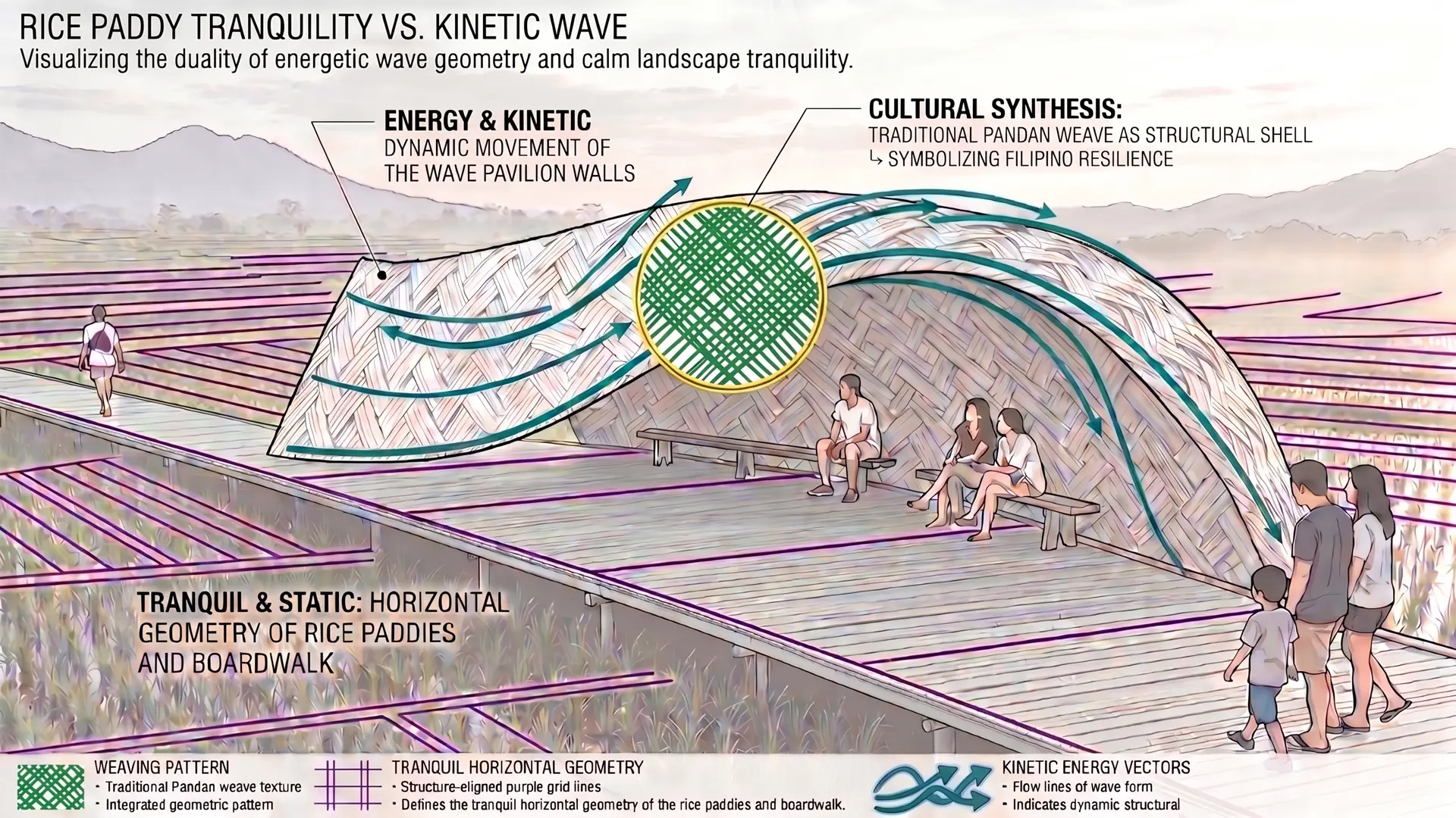 Rice Paddy Tranquility vs. Kinetic Wave Diagram